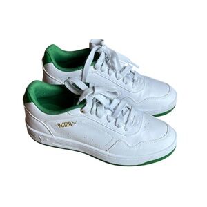 PUMA Court Classy Sneaker- Color: Puma White-Archive Green-Gold -Size 6